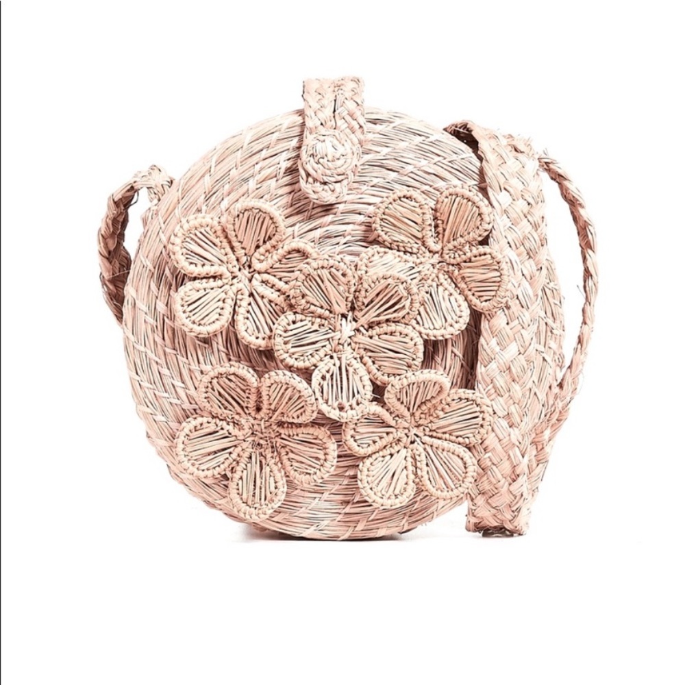 Anthropologie Kaanas Mariposa Woven Straw Floral Boho Bag
